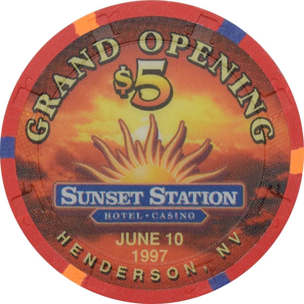Sunset Station Casino Henderson Nevada $5 Grand Opening Chip 1997