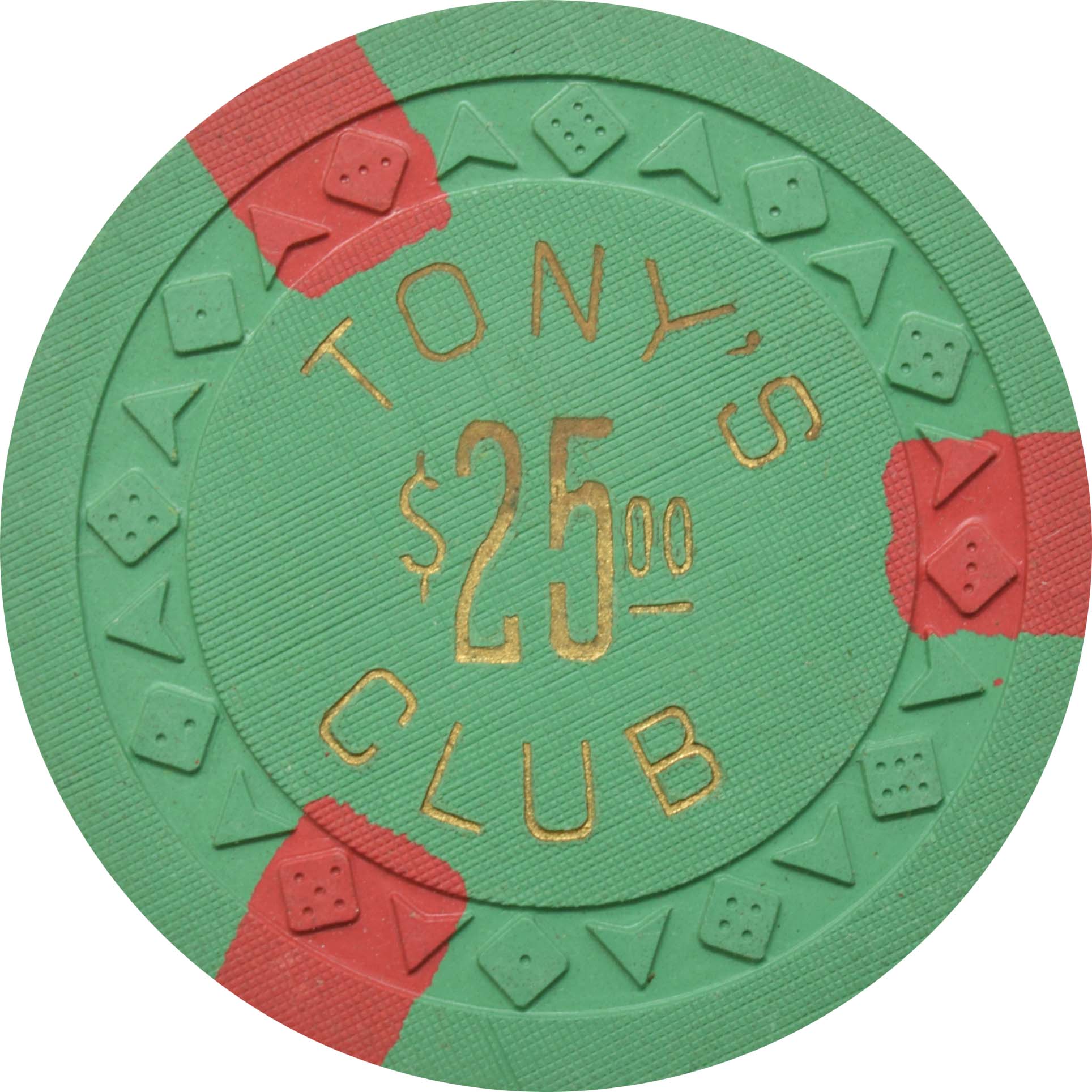 Tony's Club Casino Lake Tahoe Nevada $25 Chip 1954