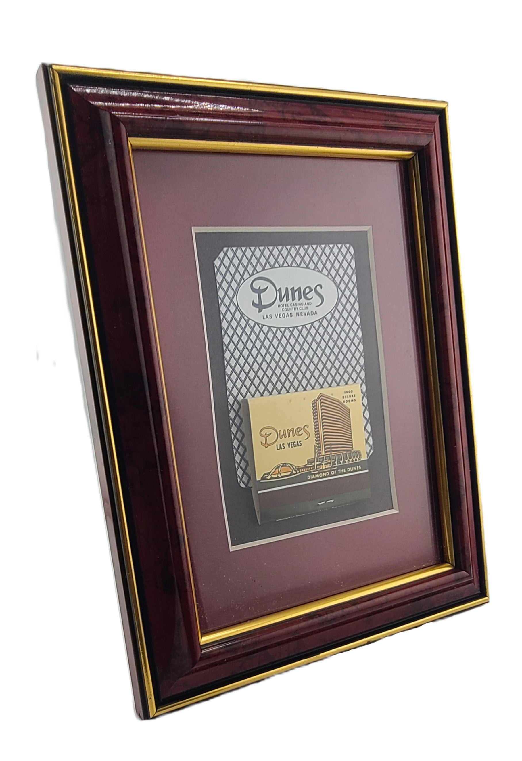 Vintage Casino 7 X 5 Frame Dunes Las Vegas Card and Matchbook Blue