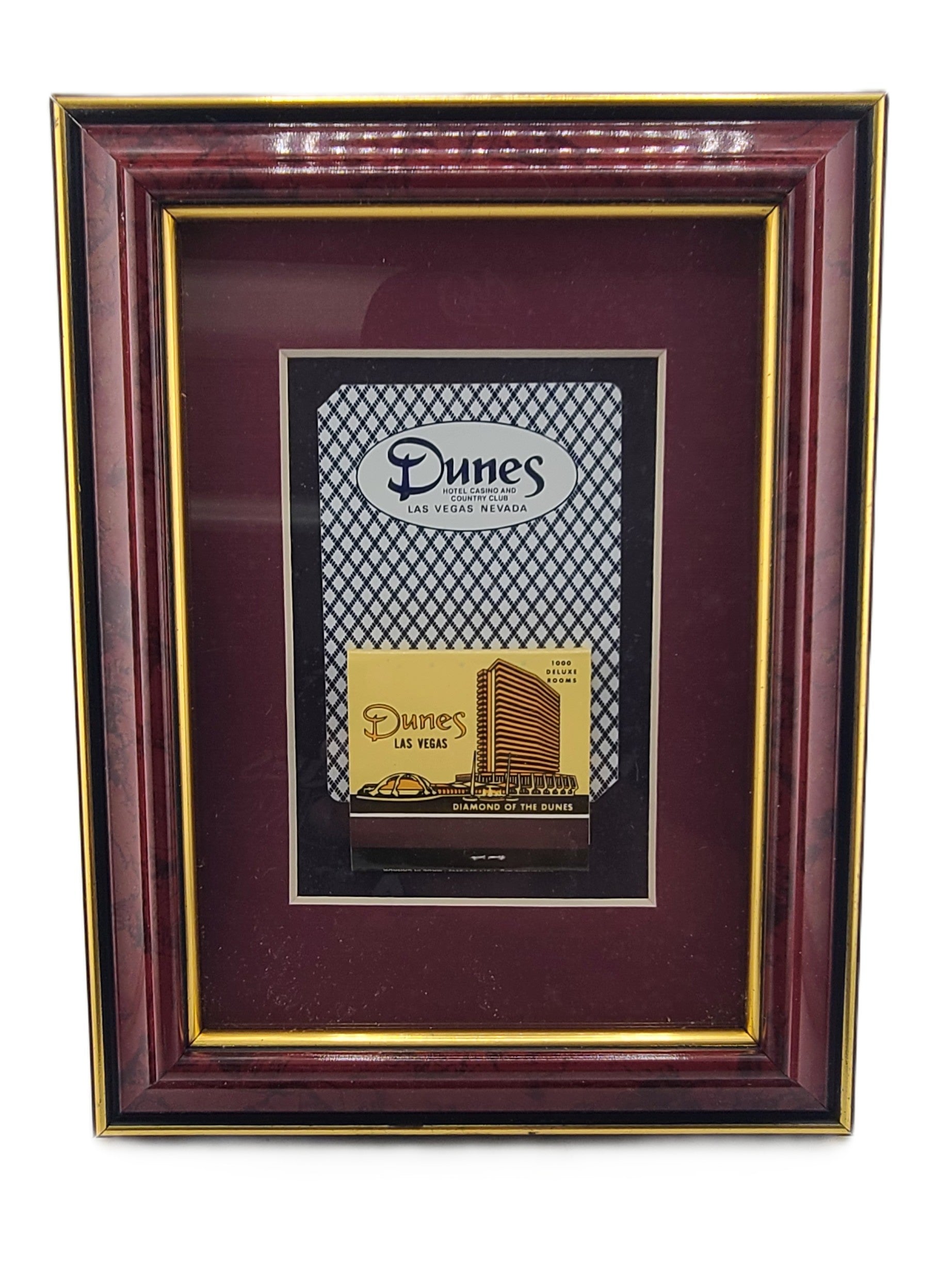 Vintage Casino 7 X 5 Frame Dunes Las Vegas Card and Matchbook Blue