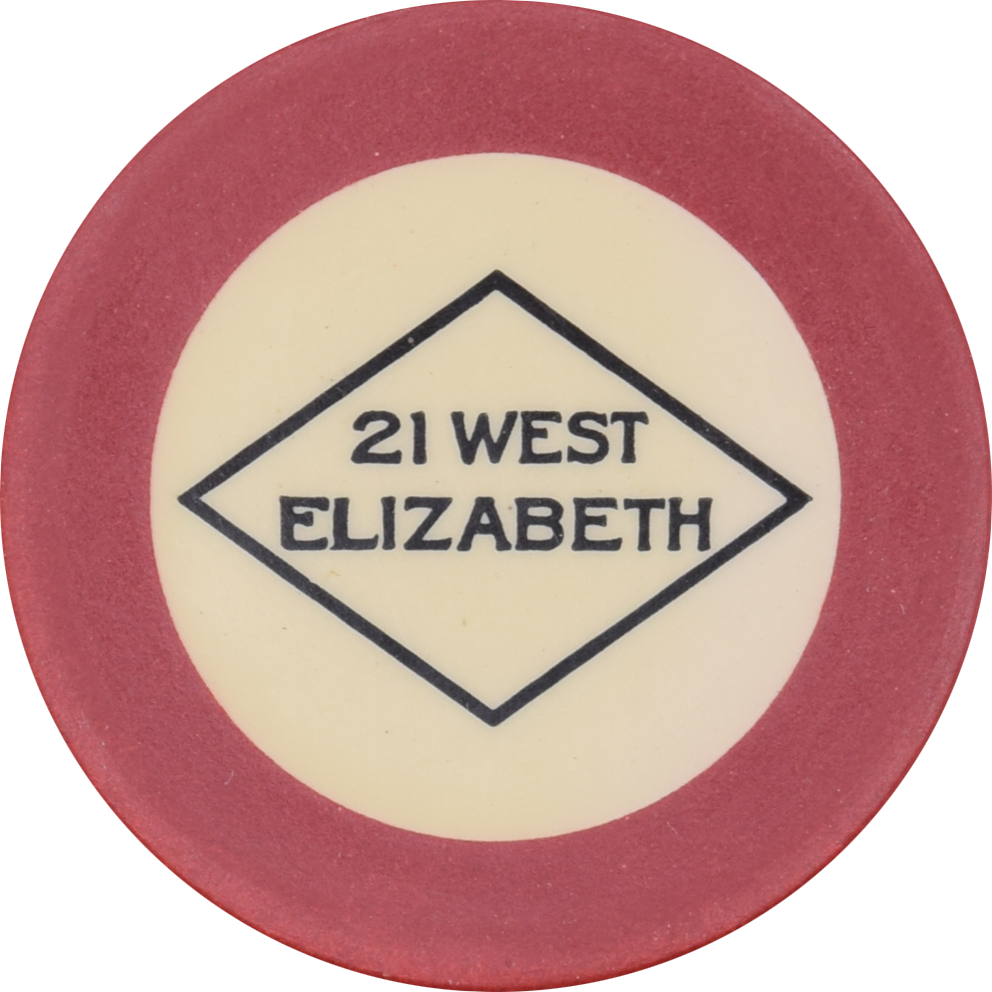 21 West Elizabeth Illegal Casino Detroit Michigan Red 1 Chip 1923