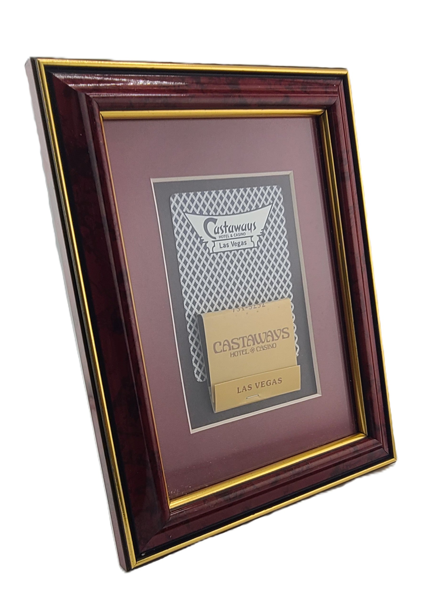 Vintage Casino 7 X 5 Frame Castaways Las Vegas Card with Matchbook Blue
