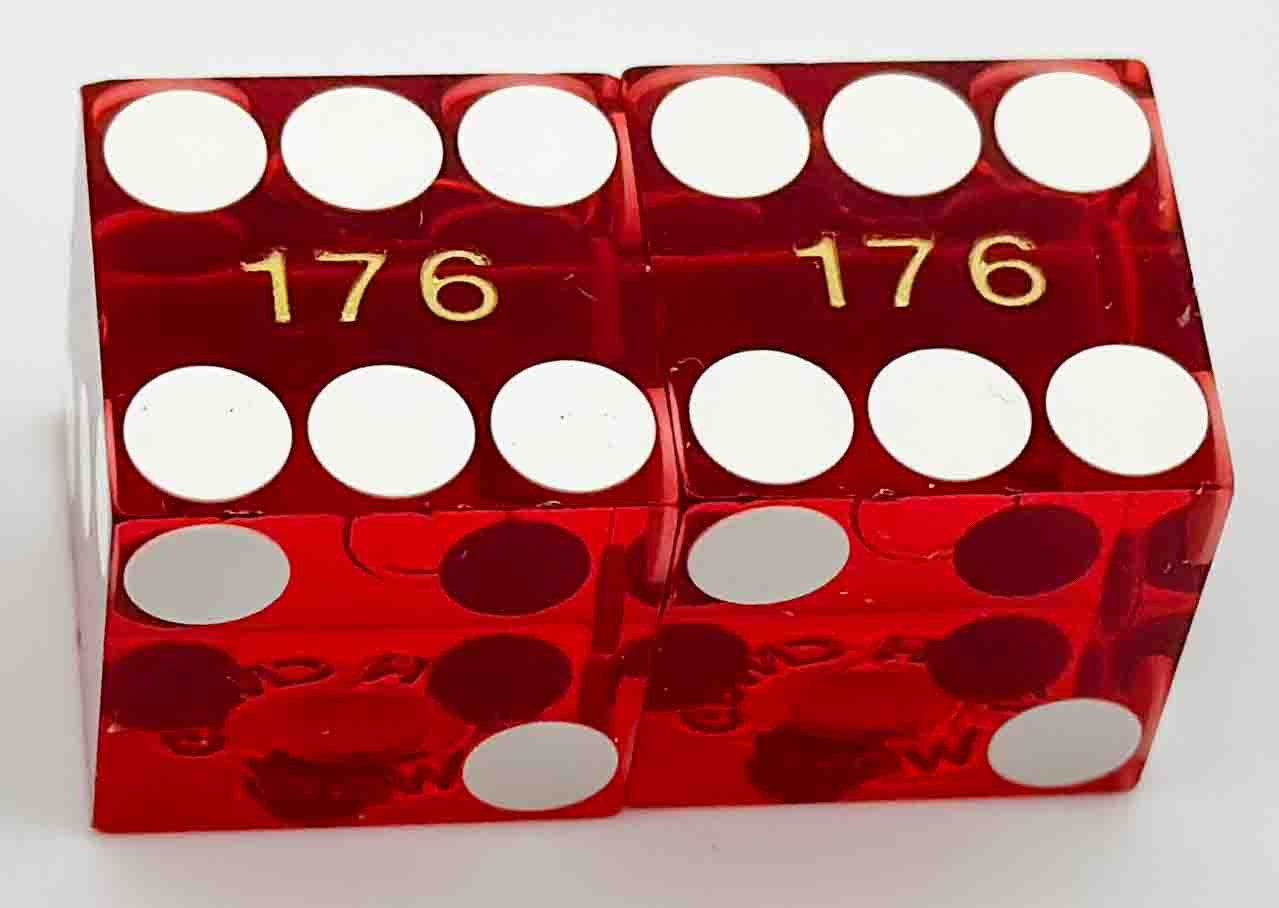 MGM Grand (Theme Hotel) Casino Las Vegas Nevada Pair of Red Polished Dice 2016