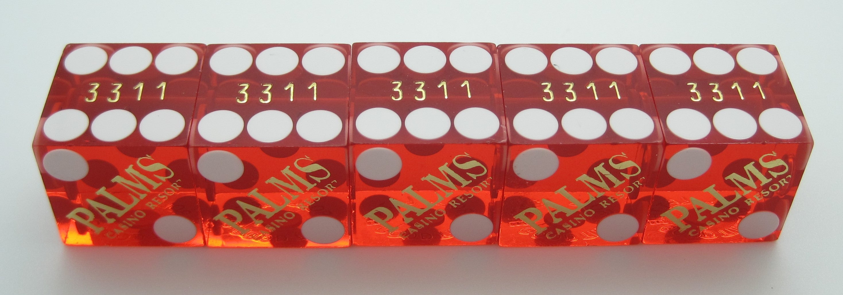 Palms Used Red Las Vegas Casino Dice Stick of 5 Matching Numbers 2000's (B)