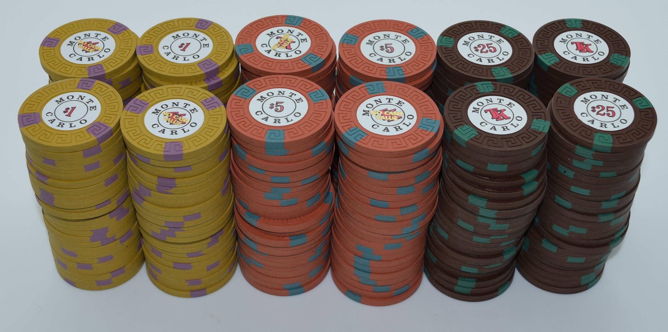 Set of 300 Monte Carlo $1-$5-$25 Casino Chips Reno Nevada 1970s