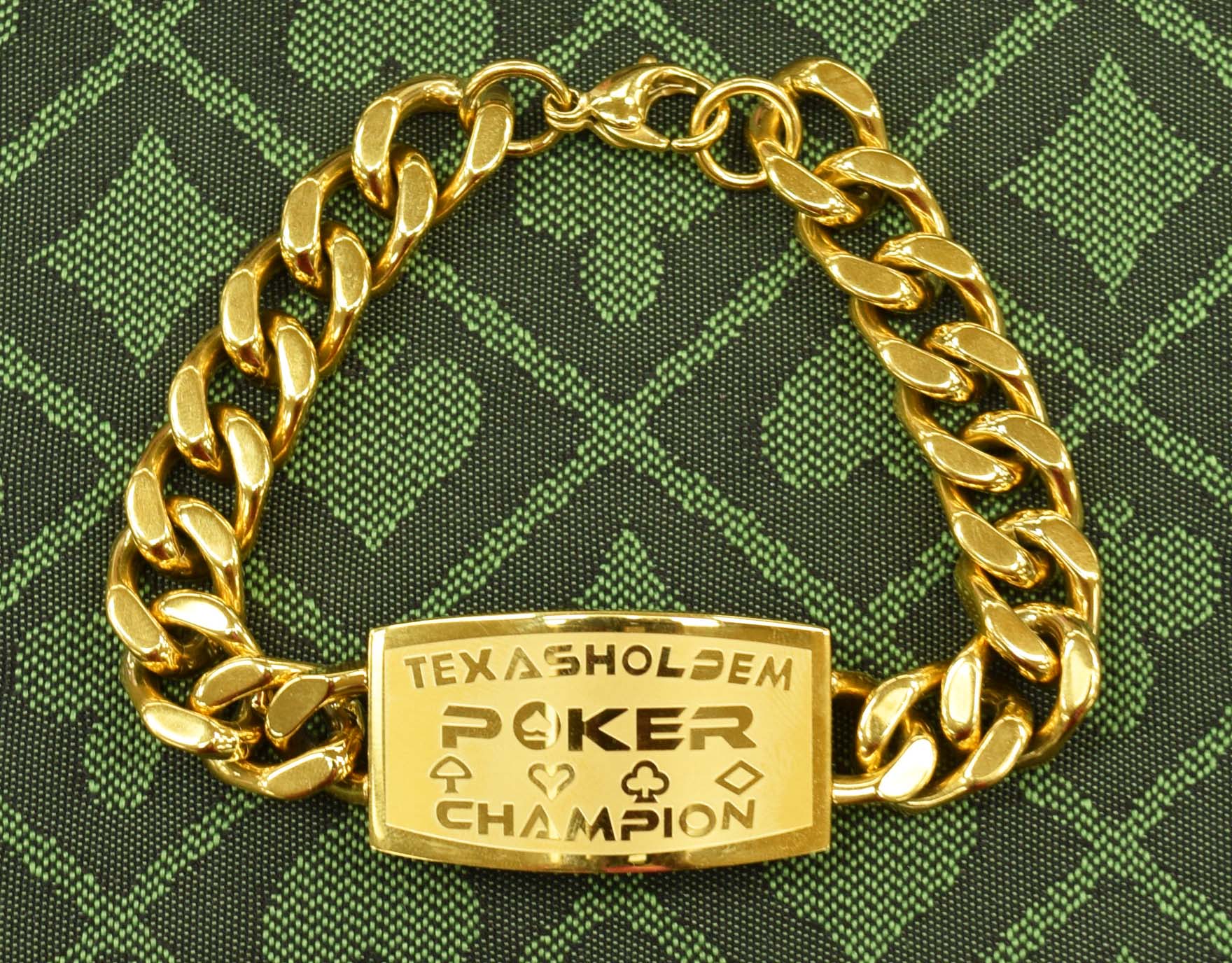 Gold Texas Hold 'em Poker Champion Bracelet Great Prize for Your Tournaments