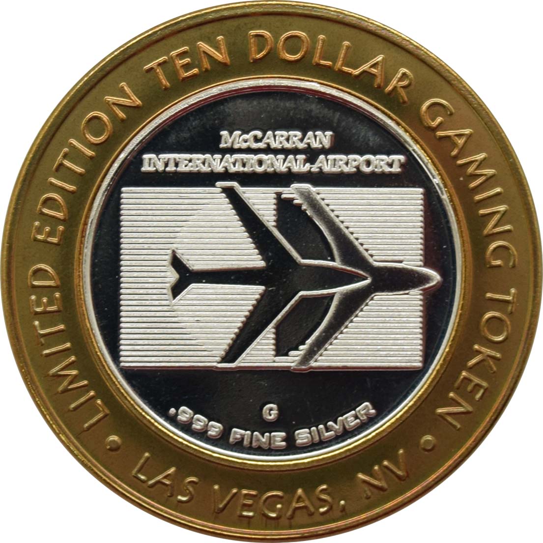 McCarran International Airport Las Vegas "In God We Trust" $10 Silver Strike .999 Fine Silver 2002