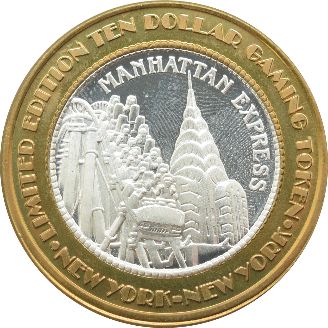 New York New York Casino Las Vegas "Manhattan Express" $10 Silver Strike .999 Fine Silver 2003