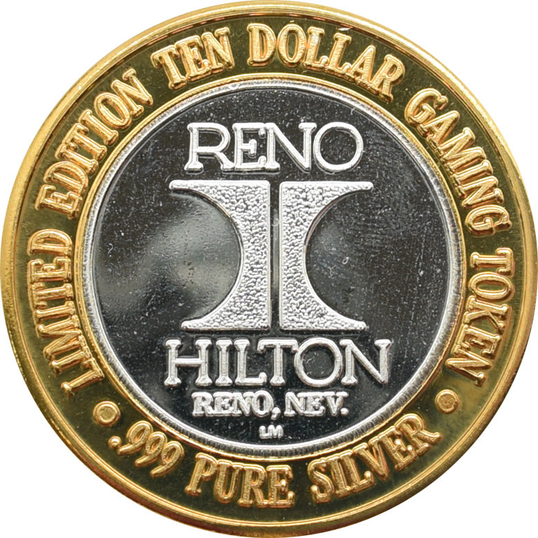 Reno Hilton Casino "T-6 Texan" $10 Silver Strike .999 Fine Silver 1996